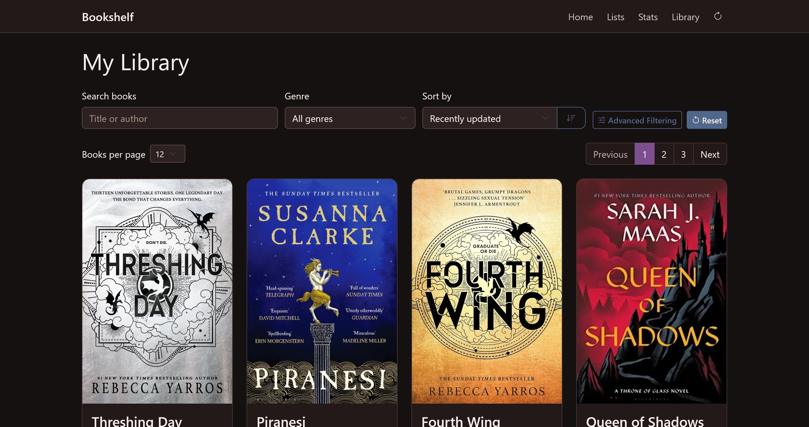 Bookshelf application screenshot